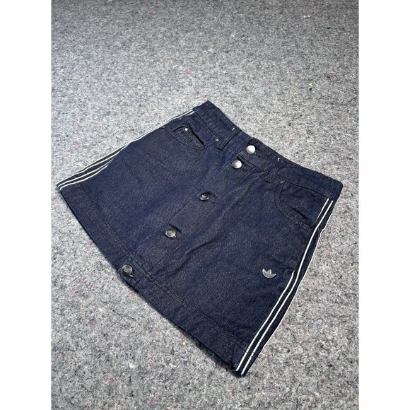 ADIDAS  Denim Mini Skirt Indigo Denim Size XS JJ347 - Picture 3 of 6